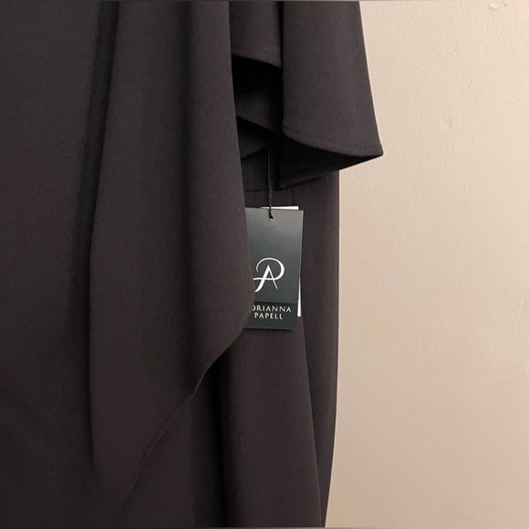 Adrianna Papell Black One-Shoulder Jumpsuit with Ruffled Sleeve - Picture 4 of 4